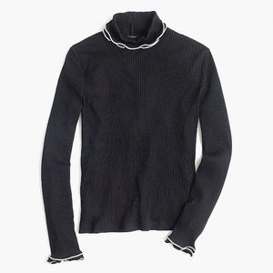 J. Crew Contrast Ribbed Turtleneck in Black